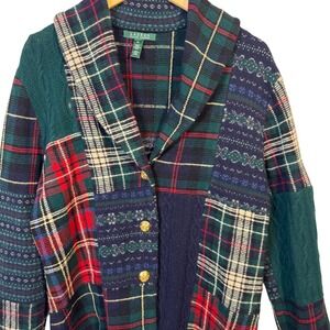 SOLD PLEASE DO NOT BUY Ralph Lauren Cardigan Womens XL Lambswool Patchwork Plaid